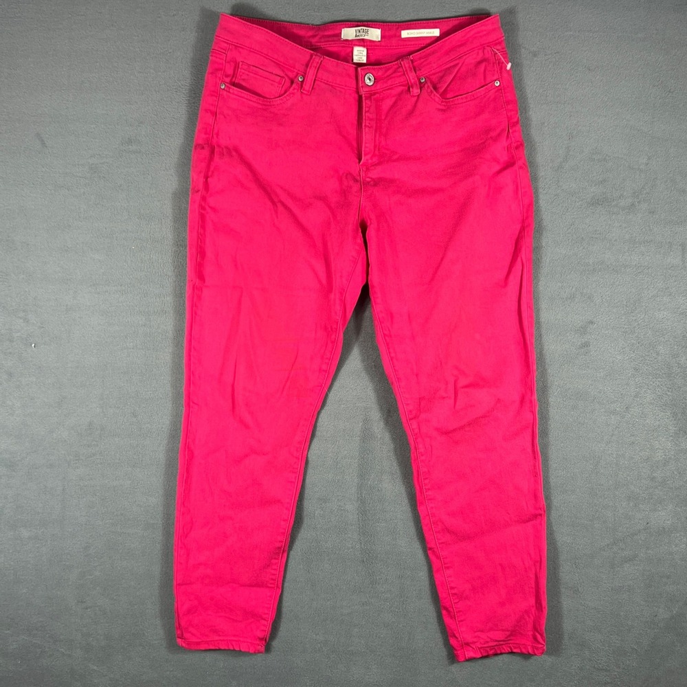 Vintage America Womens Jeans 12R/31 Pink Boho Skinny Ankle Stretch Denim